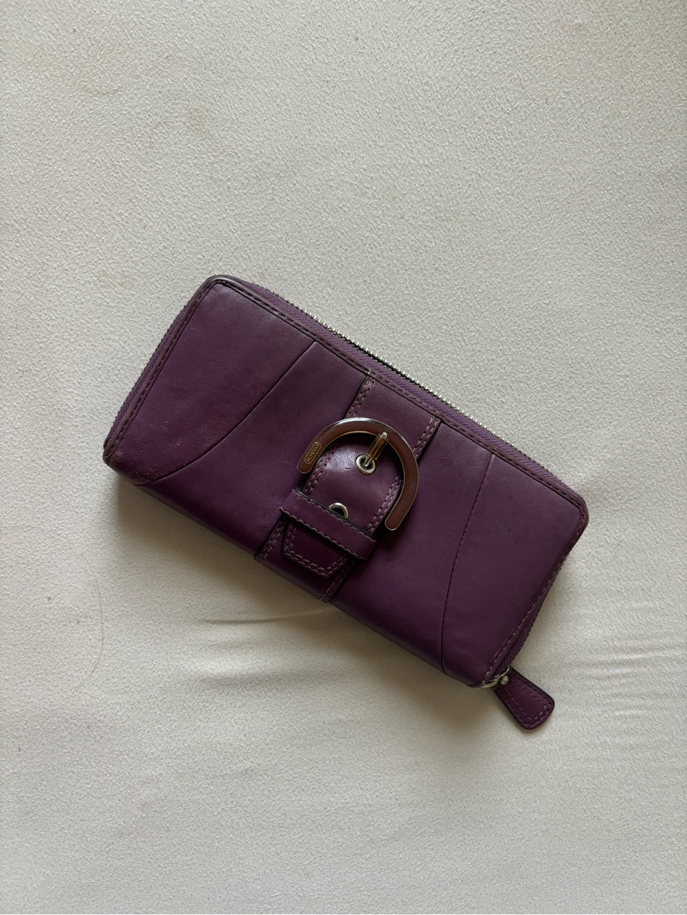 coach y2k purple leather soho zip wallet